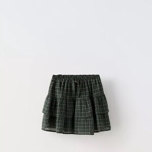 Zara Green Plaid Ruffle Skirt